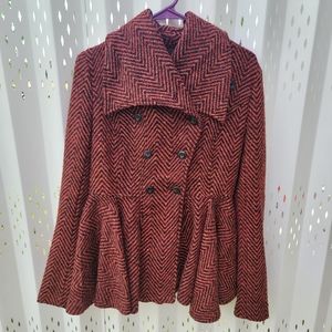 Free People Peplum (Redish Brown) Patricia Tweed Jacket